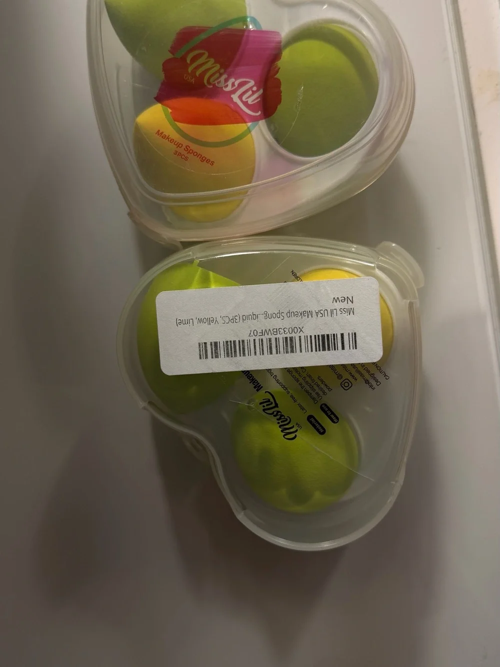 Miss Lil Yellow & Green Heart Sponge Duo — Soft Makeup Blenders